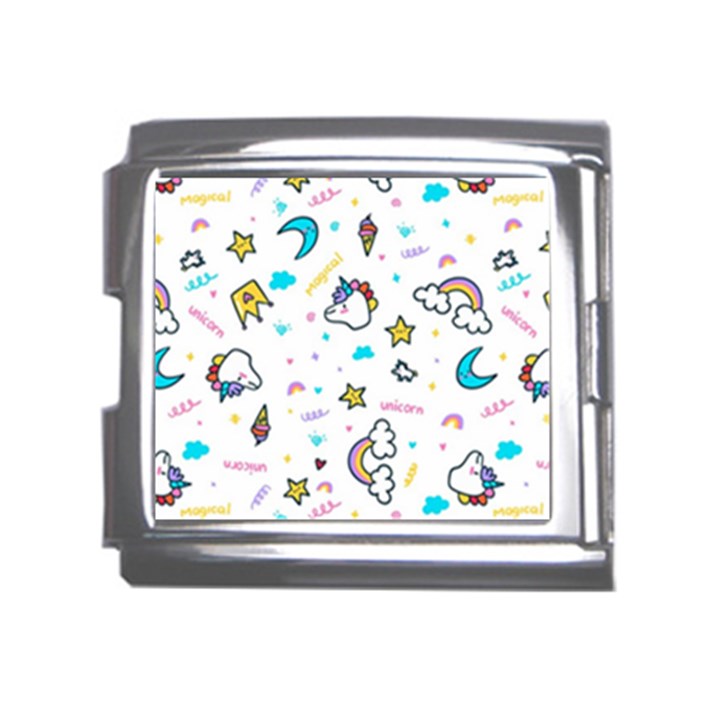 Unicorns-rainbows-seamless-pattern Mega Link Italian Charm (18mm)