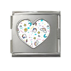 Unicorns-rainbows-seamless-pattern Mega Link Heart Italian Charm (18mm) by Salman4z