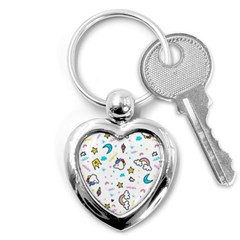 Unicorns-rainbows-seamless-pattern Key Chain (heart) by Salman4z