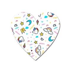 Unicorns-rainbows-seamless-pattern Heart Magnet by Salman4z