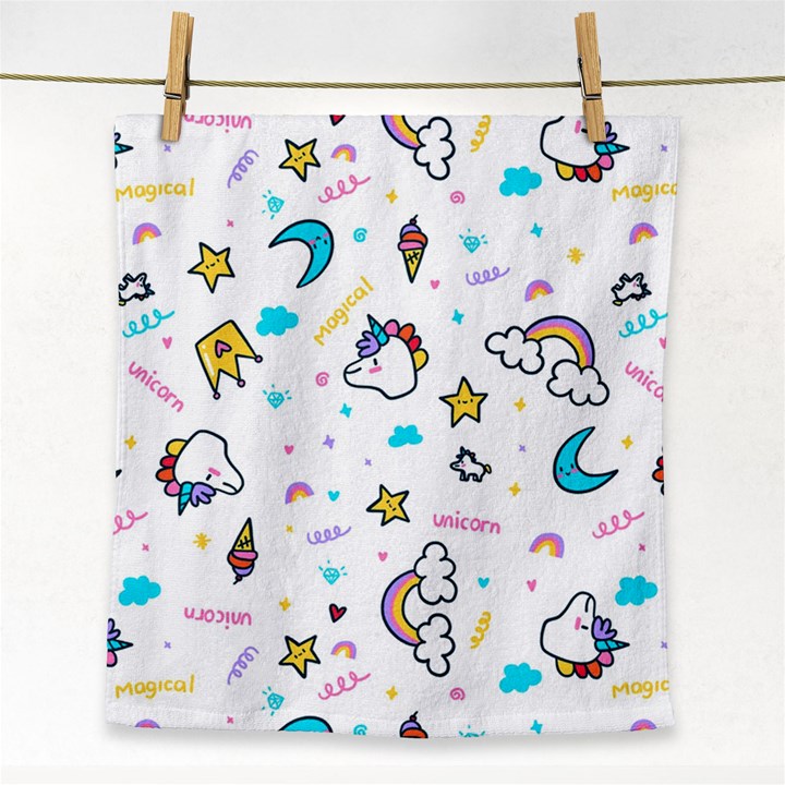 Unicorns-rainbows-seamless-pattern Face Towel