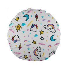 Unicorns-rainbows-seamless-pattern Standard 15  Premium Round Cushions by Salman4z