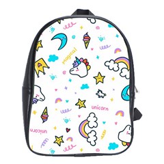 Unicorns-rainbows-seamless-pattern School Bag (xl) by Salman4z