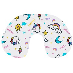 Unicorns-rainbows-seamless-pattern Travel Neck Pillow by Salman4z