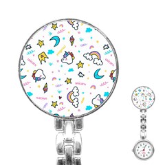 Unicorns-rainbows-seamless-pattern Stainless Steel Nurses Watch by Salman4z