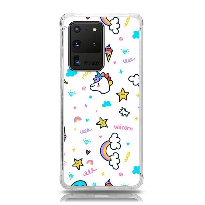 Unicorns-rainbows-seamless-pattern Samsung Galaxy S20 Ultra 6.9 Inch TPU UV Case