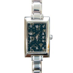 Dark-seamless-pattern-symbols-landmarks-signs-egypt -- Rectangle Italian Charm Watch by Salman4z