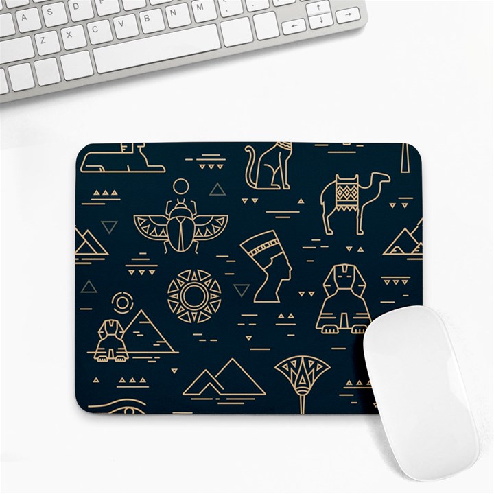 Dark-seamless-pattern-symbols-landmarks-signs-egypt -- Small Mousepad