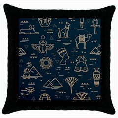 Dark-seamless-pattern-symbols-landmarks-signs-egypt -- Throw Pillow Case (black) by Salman4z