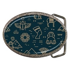 Dark-seamless-pattern-symbols-landmarks-signs-egypt -- Belt Buckles by Salman4z