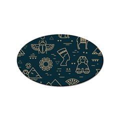 Dark-seamless-pattern-symbols-landmarks-signs-egypt -- Sticker (oval)