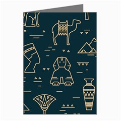 Dark-seamless-pattern-symbols-landmarks-signs-egypt -- Greeting Cards (pkg Of 8) by Salman4z