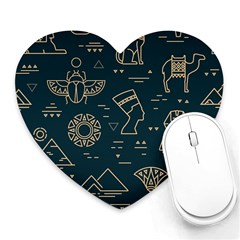 Dark-seamless-pattern-symbols-landmarks-signs-egypt -- Heart Mousepad by Salman4z