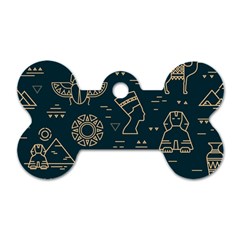 Dark-seamless-pattern-symbols-landmarks-signs-egypt -- Dog Tag Bone (one Side) by Salman4z