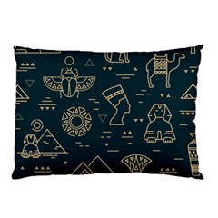 Dark-seamless-pattern-symbols-landmarks-signs-egypt -- Pillow Case by Salman4z