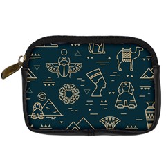 Dark-seamless-pattern-symbols-landmarks-signs-egypt -- Digital Camera Leather Case by Salman4z