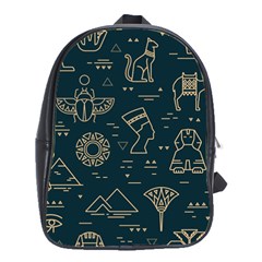 Dark-seamless-pattern-symbols-landmarks-signs-egypt -- School Bag (large) by Salman4z