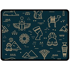 Dark-seamless-pattern-symbols-landmarks-signs-egypt -- Fleece Blanket (large) by Salman4z