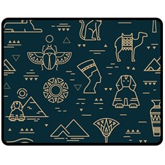 Dark-seamless-pattern-symbols-landmarks-signs-egypt -- Fleece Blanket (medium) by Salman4z