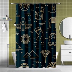 Dark-seamless-pattern-symbols-landmarks-signs-egypt -- Shower Curtain 48  X 72  (small)  by Salman4z