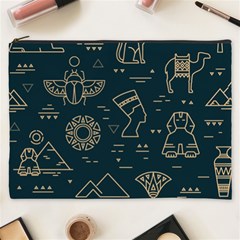 Dark-seamless-pattern-symbols-landmarks-signs-egypt -- Cosmetic Bag (xxxl) by Salman4z