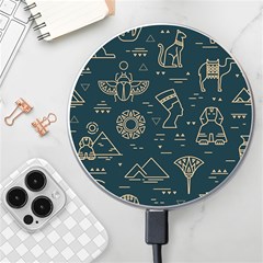 Dark-seamless-pattern-symbols-landmarks-signs-egypt -- Wireless Fast Charger(white) by Salman4z