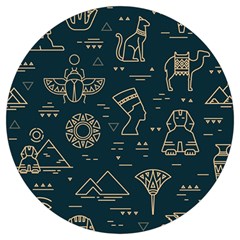 Dark-seamless-pattern-symbols-landmarks-signs-egypt -- Round Trivet by Salman4z