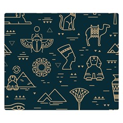 Dark-seamless-pattern-symbols-landmarks-signs-egypt -- Premium Plush Fleece Blanket (small) by Salman4z