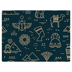 Dark-seamless-pattern-symbols-landmarks-signs-egypt -- Two Sides Premium Plush Fleece Blanket (extra Small) by Salman4z