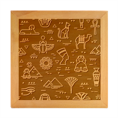 Dark-seamless-pattern-symbols-landmarks-signs-egypt -- Wood Photo Frame Cube by Salman4z