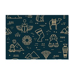 Dark-seamless-pattern-symbols-landmarks-signs-egypt -- Crystal Sticker (a4) by Salman4z