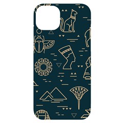 Dark-seamless-pattern-symbols-landmarks-signs-egypt -- Iphone 14 Plus Black Uv Print Case by Salman4z