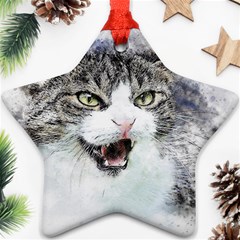 Cat Pet Art Abstract Watercolor Ornament (star)