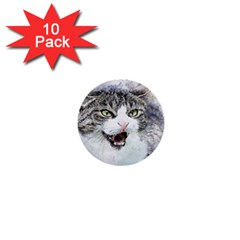 Cat Pet Art Abstract Watercolor 1  Mini Buttons (10 Pack)  by Jancukart