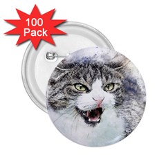 Cat Pet Art Abstract Watercolor 2 25  Buttons (100 Pack) 