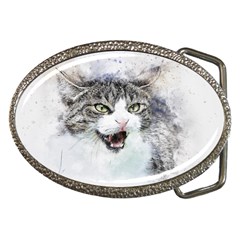 Cat Pet Art Abstract Watercolor Belt Buckles