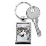 Cat Pet Art Abstract Watercolor Key Chain (Rectangle) Front