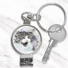 Cat Pet Art Abstract Watercolor Nail Clippers Key Chain by Jancukart