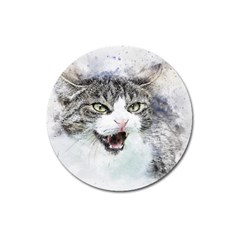 Cat Pet Art Abstract Watercolor Magnet 3  (round)