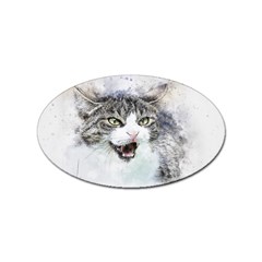 Cat Pet Art Abstract Watercolor Sticker Oval (10 Pack)