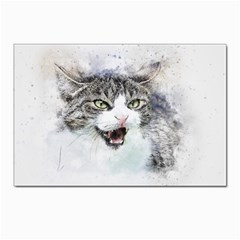 Cat Pet Art Abstract Watercolor Postcard 4 x 6  (pkg Of 10) by Jancukart