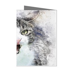 Cat Pet Art Abstract Watercolor Mini Greeting Cards (pkg Of 8)