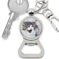 Cat Pet Art Abstract Watercolor Bottle Opener Key Chain by Jancukart