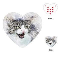 Cat Pet Art Abstract Watercolor Playing Cards Single Design (heart)