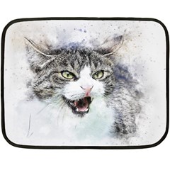 Cat Pet Art Abstract Watercolor Two Sides Fleece Blanket (mini)