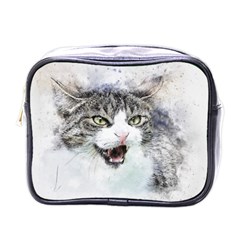 Cat Pet Art Abstract Watercolor Mini Toiletries Bag (one Side)