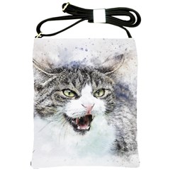 Cat Pet Art Abstract Watercolor Shoulder Sling Bag