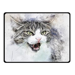 Cat Pet Art Abstract Watercolor Fleece Blanket (small)