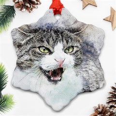 Cat Pet Art Abstract Watercolor Ornament (snowflake)