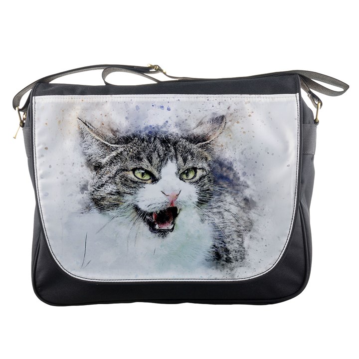 Cat Pet Art Abstract Watercolor Messenger Bag